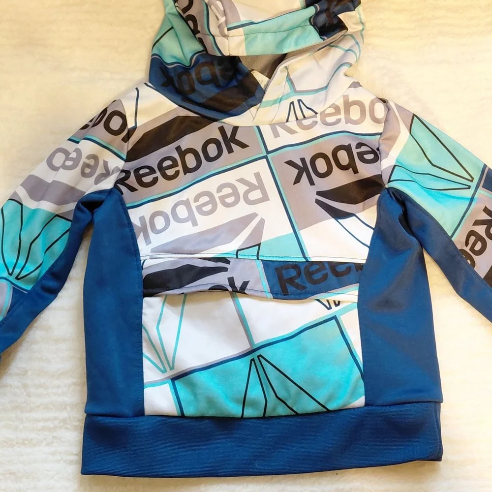 Baby Reebok Blue White Grey Graphic Hoodie 18 Months